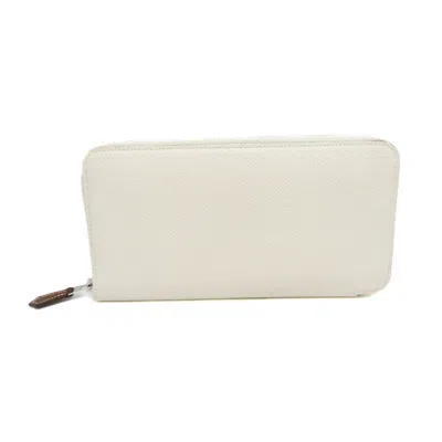 Pre-owned Hermes Azap Off-white Rose Purple Epsom Leather Long Wallet (bi-fold) ()