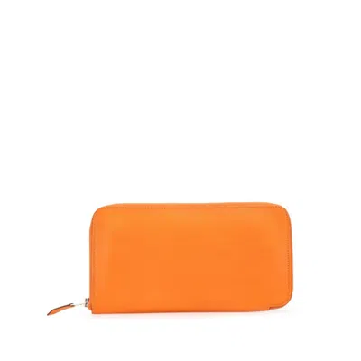 Pre-owned Hermes Azap Orange Epsom Leather Coin Purse/coin Case ()
