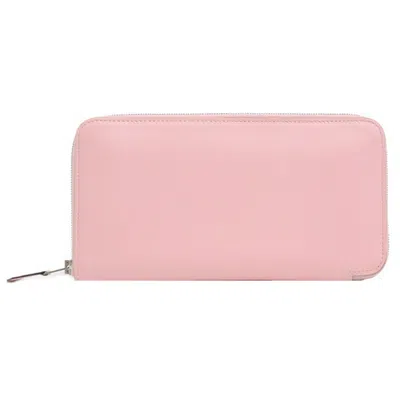 Pre-owned Hermes Azap Pink Leather Long Wallet (bi-fold) ()