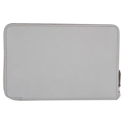 Pre-owned Hermes Azap Portefeuille Wallet Gris Perle Chevre Leather Palladium Hardware New In Gray