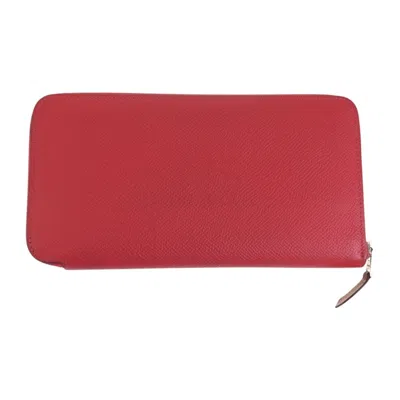 Pre-owned Hermes Azap Red Color Epsom Leather Long Wallet (bi-fold) ()