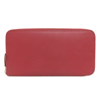 Pre-owned Hermes Azap Red Color Epsom Leather Long Wallet (bi-fold) ()