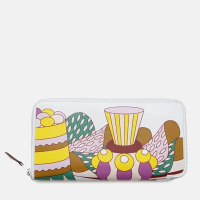 Pre-owned Hermes Azap Silk In La Patisserie Francaise Blue Brume Swift Long Wallet