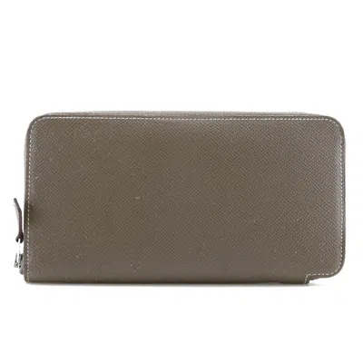 Pre-owned Hermes Azap Zip Around Wallet Epsom Beige Leather Wallets Accessory () In Sand