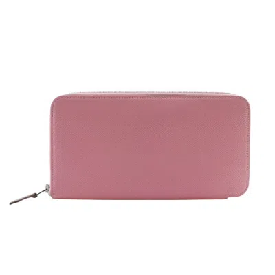 Pre-owned Hermes Azap Zip Around Wallet Epsom Pink Leather Wallets Accessory ()