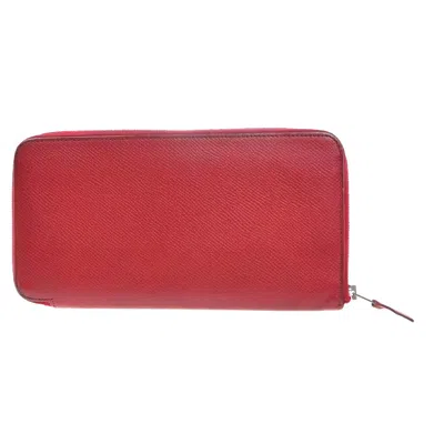 Pre-owned Hermes Azap Zip Around Wallet Epsom Red Leather Wallets Accessory ()