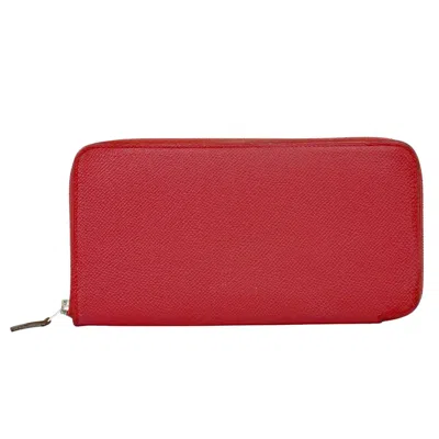 Pre-owned Hermes Azap Zip Around Wallet Silk'in Epsom Pink Leather Wallets Accessory ()