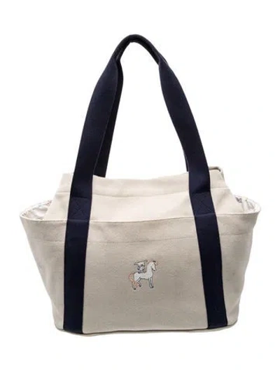 Pre-owned Hermes Baby Toile Cabriole Nappy Bag In Neutrals