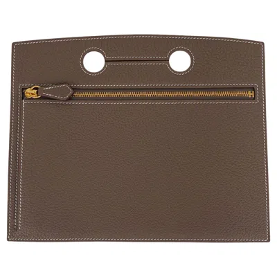 Pre-owned Hermes Backpocket Pouch 25 Detachable Etoupe Gold Hardware Togo Leather In Brown