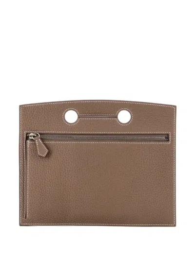 Pre-owned Hermes Backpocket Togo 20 Pouch In Gray