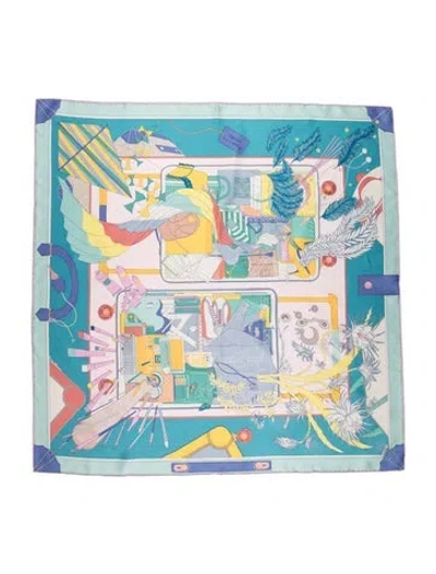 Pre-owned Hermes Bagages A Main Silk Scarf In Blue