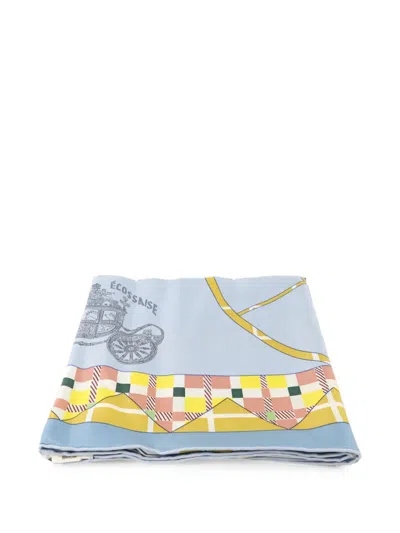 Pre-owned Hermes Balade Écossaise Silk Scarf In Blue