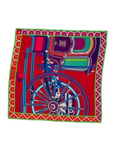 Pre-owned Hermes Balade En Berline Cashmere Shawl In Red
