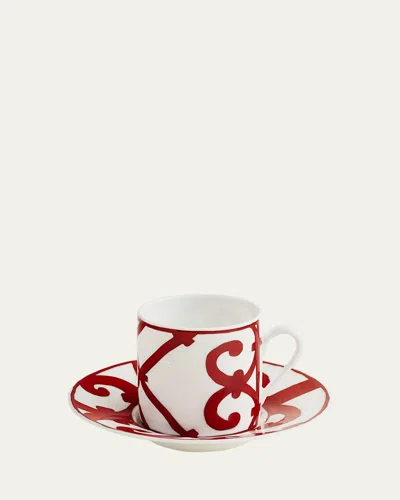 Pre-owned Hermes Balcon Du Guadalquivir Coffee Cup & Saucer, 3.2 Oz.