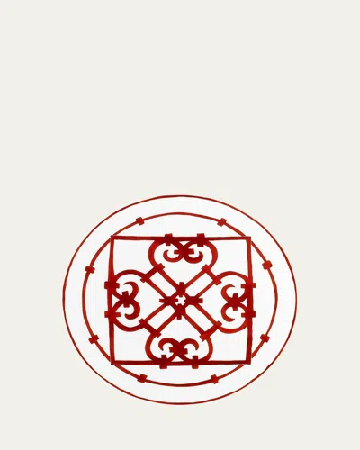 Pre-owned Hermes Balcon Du Guadalquivir Dinner Plate In Red