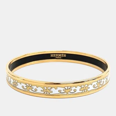 Pre-owned Hermes Balcons Du Guadalquivir Gold Plated Narrow Bangle Bracelet