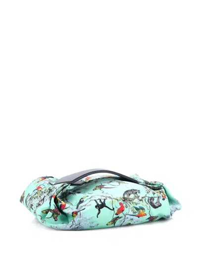 Pre-owned Hermes Balusoie Bag Printed Silk And Leather Shoulder Bag In Black