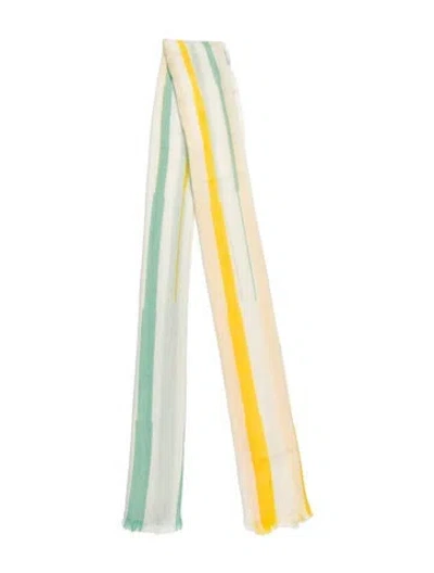 Pre-owned Hermes Bamboo Stripes Cashmere Scarf In Neutral
