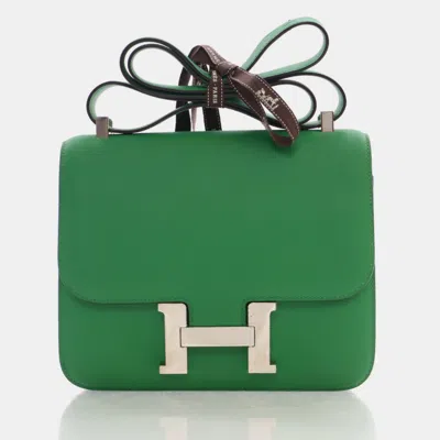 Pre-owned Hermes Bamboo Swift Constance 24 Bag In Green