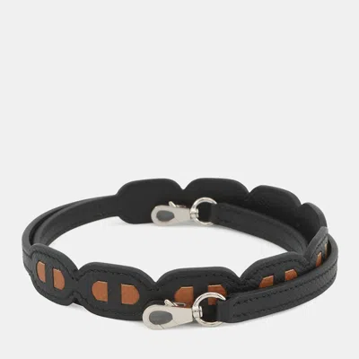 Pre-owned Hermes Bandouliere Chaine D'ancre Strap Black/gold Epsom