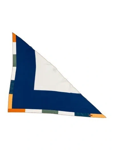Pre-owned Hermes Barres D'obstacles Cashmere Triangle Scarf In Blue