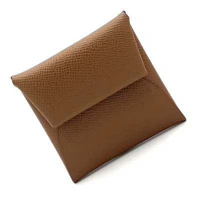 Pre-owned Hermes Bastia Alezan Brown Epsom Leather Coin Purse/coin Case ()