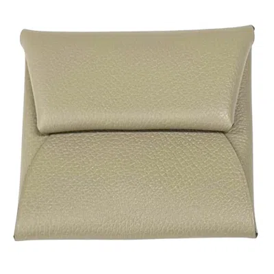 Pre-owned Hermes Bastia Beige Evercalf Leather Coin Purse/coin Case () In Sand