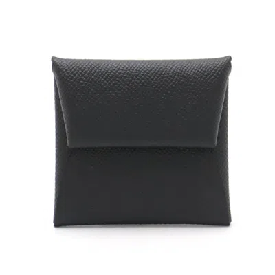 Pre-owned Hermes Bastia Black Epsom Leather Coin Purse/coin Case ()
