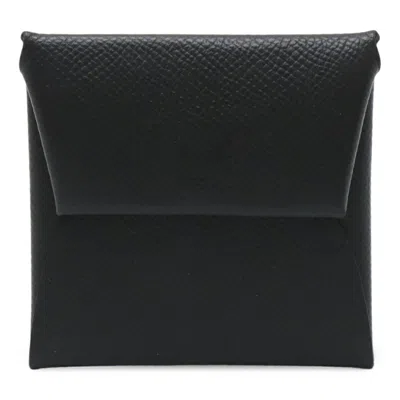 Pre-owned Hermes Bastia Black Epsom Leather Coin Purse/coin Case ()