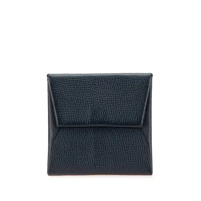 Pre-owned Hermes Bastia Black Epsom Leather Coin Purse/coin Case ()