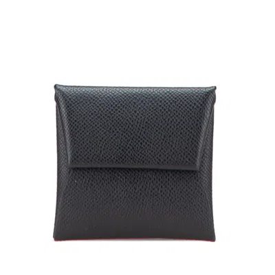 Pre-owned Hermes Bastia Black Epsom Leather Coin Purse/coin Case ()