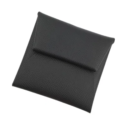 Pre-owned Hermes Bastia Black Epsom Leather Coin Purse/coin Case ()
