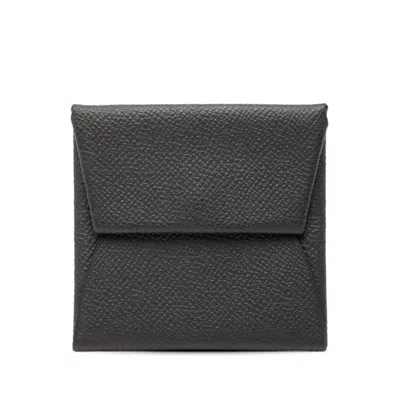 Pre-owned Hermes Bastia Black Epsom Leather Coin Purse/coin Case ()