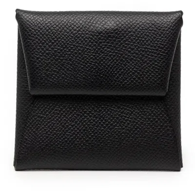 Pre-owned Hermes Bastia Black Epsom Leather Coin Purse/coin Case ()