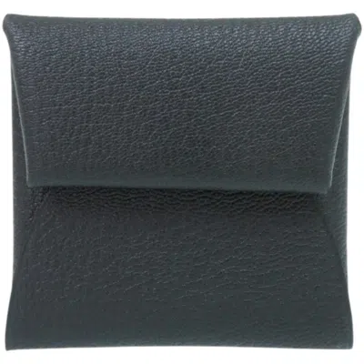 Pre-owned Hermes Bastia Blue Chevre Leather Coin Purse/coin Case ()