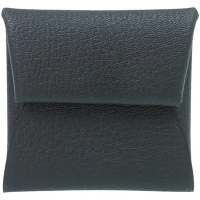 Pre-owned Hermes Bastia Blue Chevre Leather Coin Purse/coin Case ()