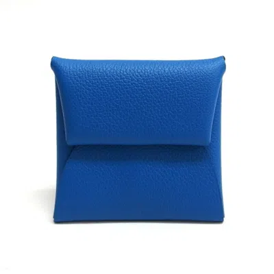 Pre-owned Hermes Bastia Blue Coin Purse/coin Case ()