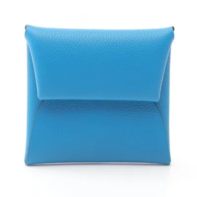 Pre-owned Hermes Bastia Blue Coin Purse/coin Case ()