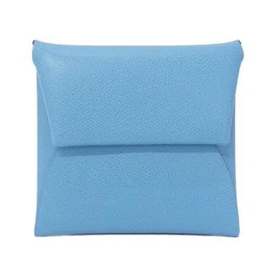 Pre-owned Hermes Bastia Blue Leather Coin Purse/coin Case ()