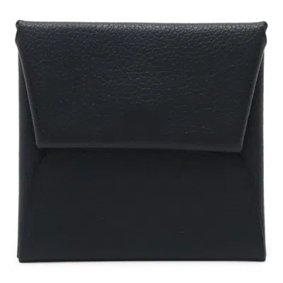 Pre-owned Hermes Bastia Blue Nuit Epsom Leather Coin Purse/coin Case ()