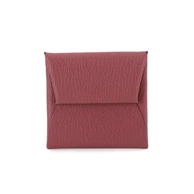 Pre-owned Hermes Bastia Bois De Rose Chevre Leather Coin Purse/coin Case ()