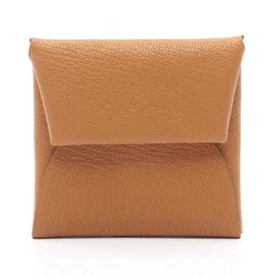 Pre-owned Hermes Bastia Brown Chevre Leather Leather Coin Purse/coin Case ()