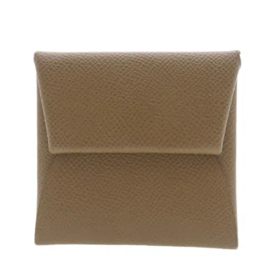 Pre-owned Hermes Bastia Brown Epsom Leather Coin Purse/coin Case ()