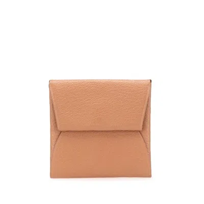 Pre-owned Hermes Bastia Brown Epsom Leather Coin Purse/coin Case ()