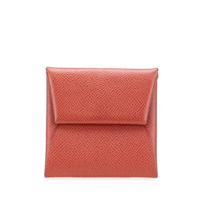 Pre-owned Hermes Bastia Brown Epsom Leather Coin Purse/coin Case ()