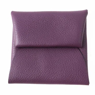 Pre-owned Hermes Bastia Cassis Rouge Garance Leather Coin Purse/coin Case ()