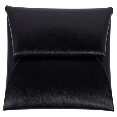 Pre-owned Hermes Bastia Change Purse Black Box Leather