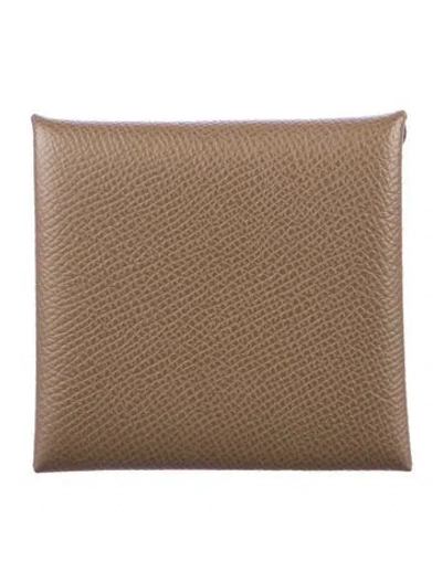 Pre-owned Hermes Bastia Coin Pouch In Gray