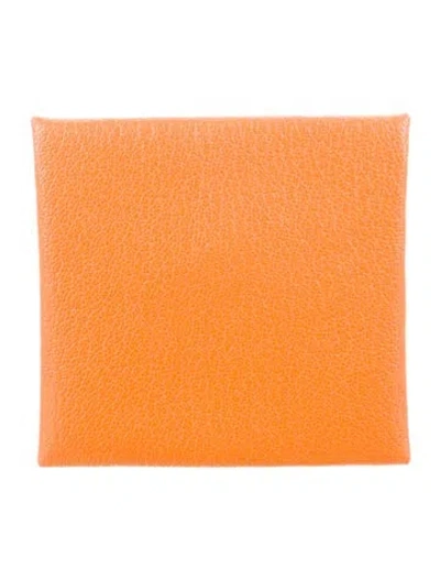 Pre-owned Hermes Bastia Coin Pouch In Orange