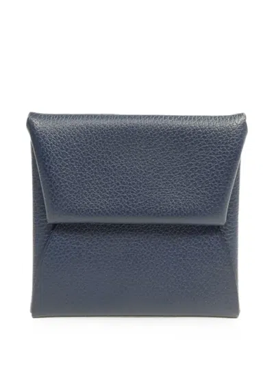 Pre-owned Hermes Bastia Coin Purse In Blue